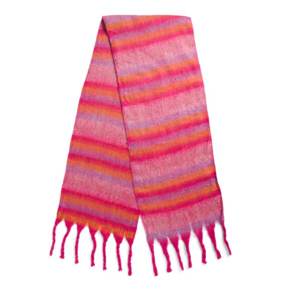 LULLA COLLECTION Pink Monochrome Striped Chunky Tassel Scarf - Picture 2 of 2